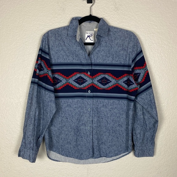 Vintage roper printed button down - Picture 2 of 5